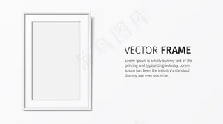 白色的木质框架，上面挂着路路通，背景是白色的。真实的空白框，用于文本或图像的放置。带复制空间的空优雅框架模板。