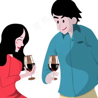 举杯喝红酒的情侣元素设计