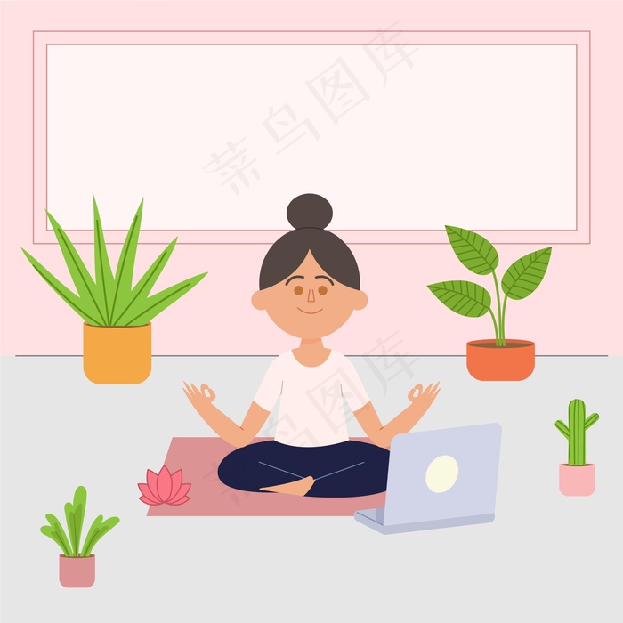 平面在线瑜伽课程概念eps,ai矢量模版下载