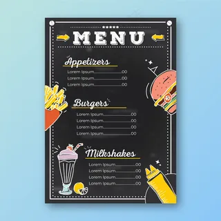 带图纸的餐厅菜单模板