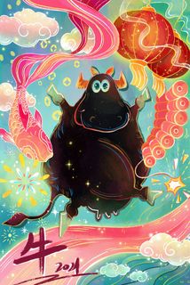 2021年春节喜庆牛牛 2021年春节喜庆牛牛