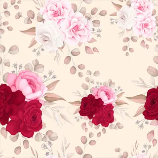 无缝图案美丽的花叶设计