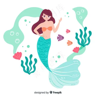手绘美人鱼肖像 手绘美人鱼肖像