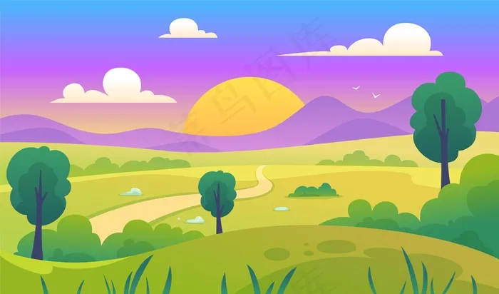 自然景观-视频会议背景eps,ai矢量模版下载