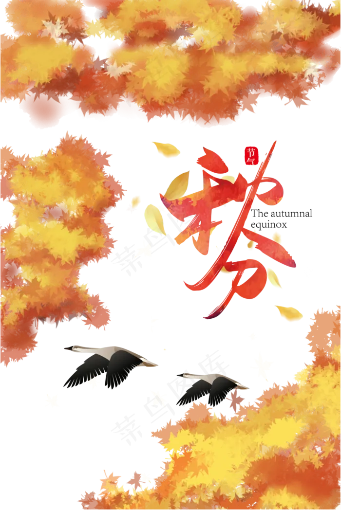秋天黄色落叶(4167*6235px 300 dpi )ai矢量模版下载