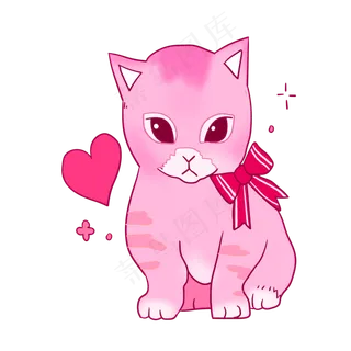 手绘情人节猫咪