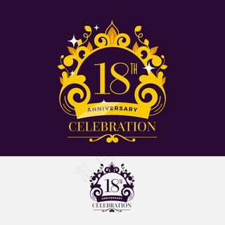 奢华的18周年纪念标志