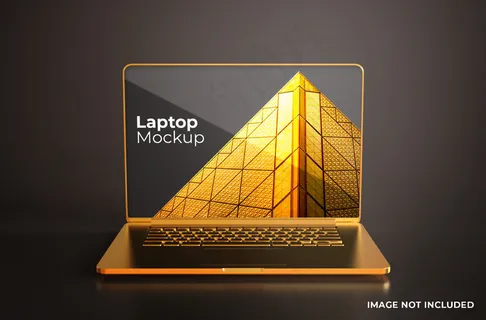 金色macbook pro实体模型样机正面图