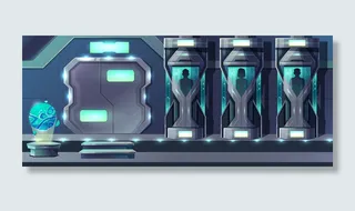 克隆人漫画，男女在玻璃胶囊中生长