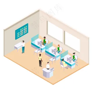 带工人的等距河岸图