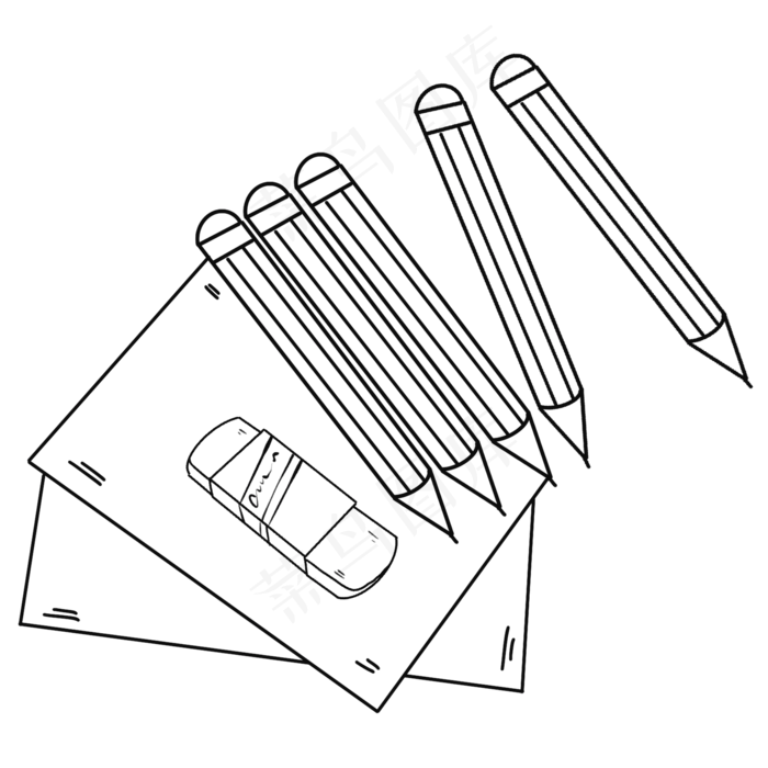 铅笔橡皮和纸张(2000X2000(DPI:300))psd模版下载