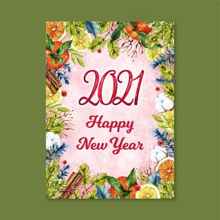 水彩2021年新年贺卡