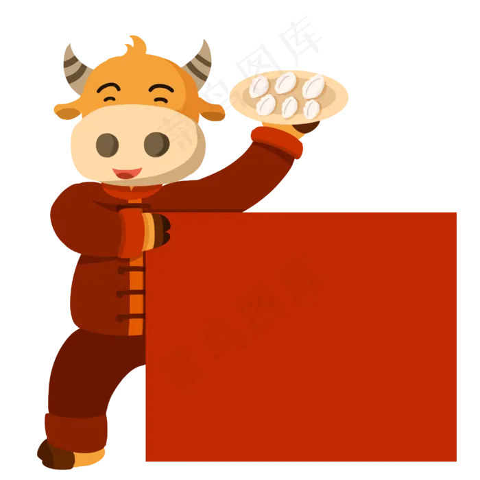 饺子小牛二维码(3000X3000(DPI:300))psd模版下载