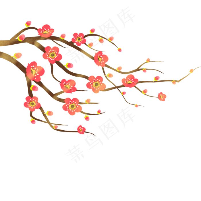 手绘红色梅花(2000X2000(DPI:72))psd模版下载