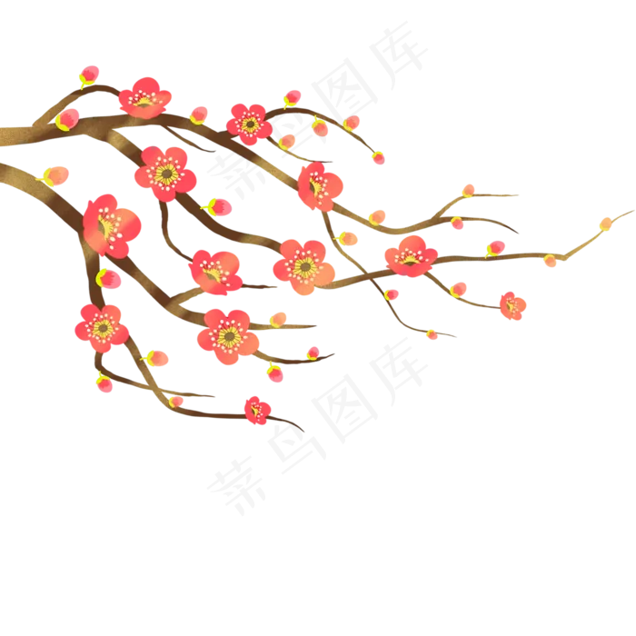 手绘红色梅花(2000X2000(DPI:72))psd模版下载