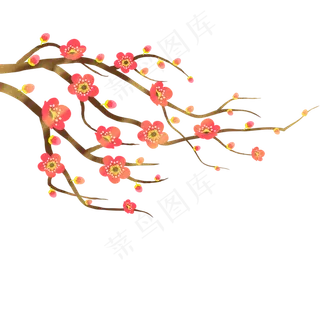 手绘红色梅花