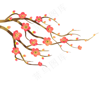 手绘红色梅花