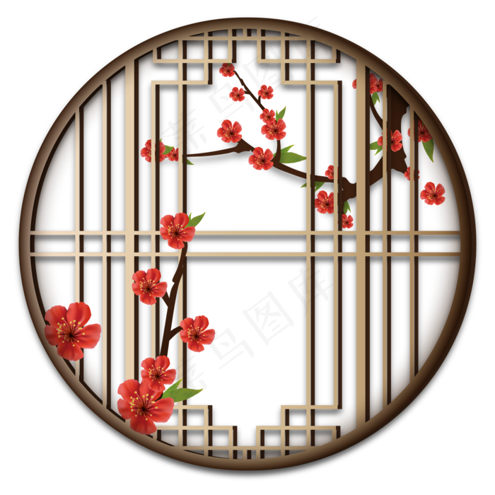 中式窗户梅花装饰(2000*2000px 300 dpi )ai矢量模版下载