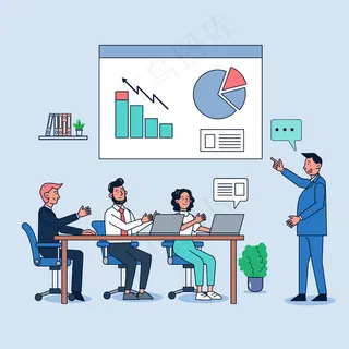 一位高级经理正在展示一个项目的说明。