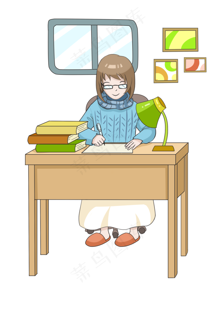 教师节女教师备课场景插画