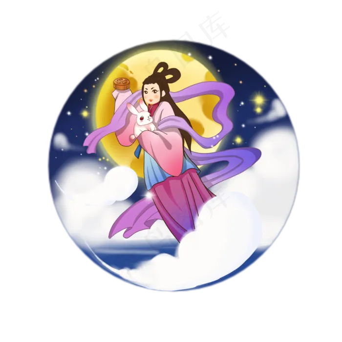  中秋节嫦娥玉兔 (2000X2000(DPI:300))psd模版下载