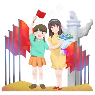 国庆节红旗女孩 国庆节红旗女孩