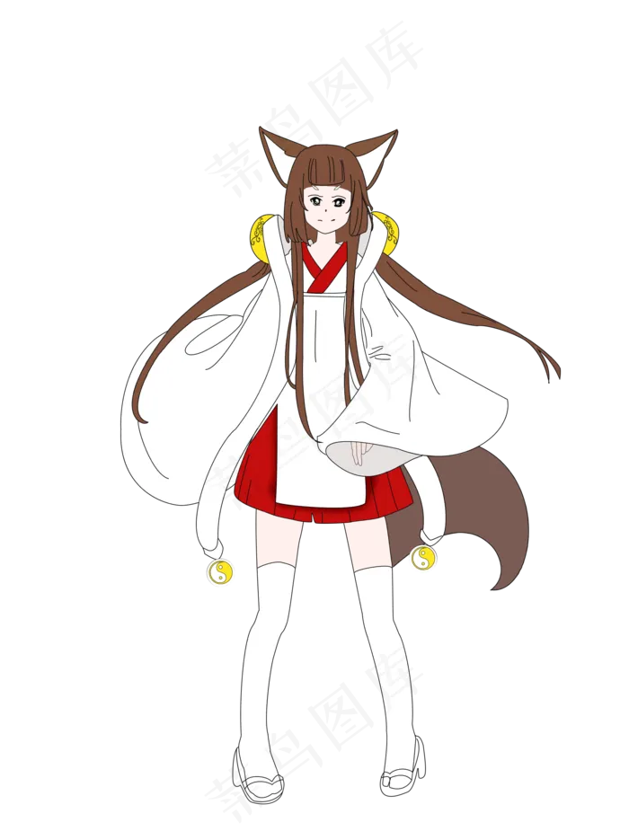 中元节元气少女手绘(2000X2642(DPI:300))psd模版下载