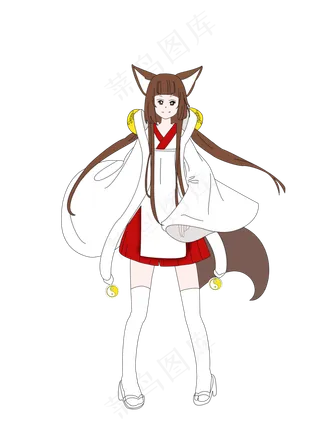 中元节元气少女手绘