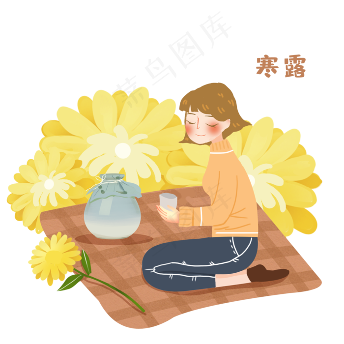 寒露品菊花酒女生素材(2000X2000(DPI:300))psd模版下载