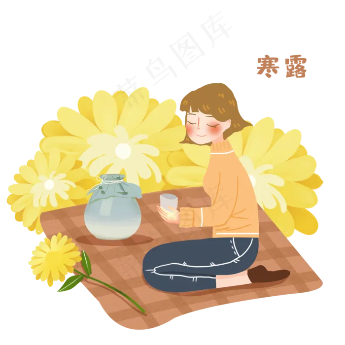 寒露品菊花酒女生素材(2000X2000(DPI:300))psd模版下载