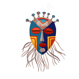 中元节卡通祭祀面具矢量图