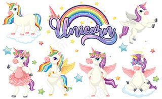 彩色独角兽角色集