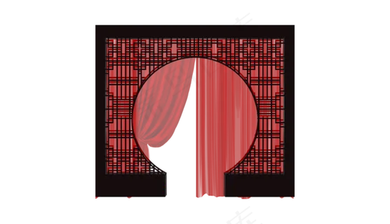 七夕节红色中式婚庆暖帐屏风场景