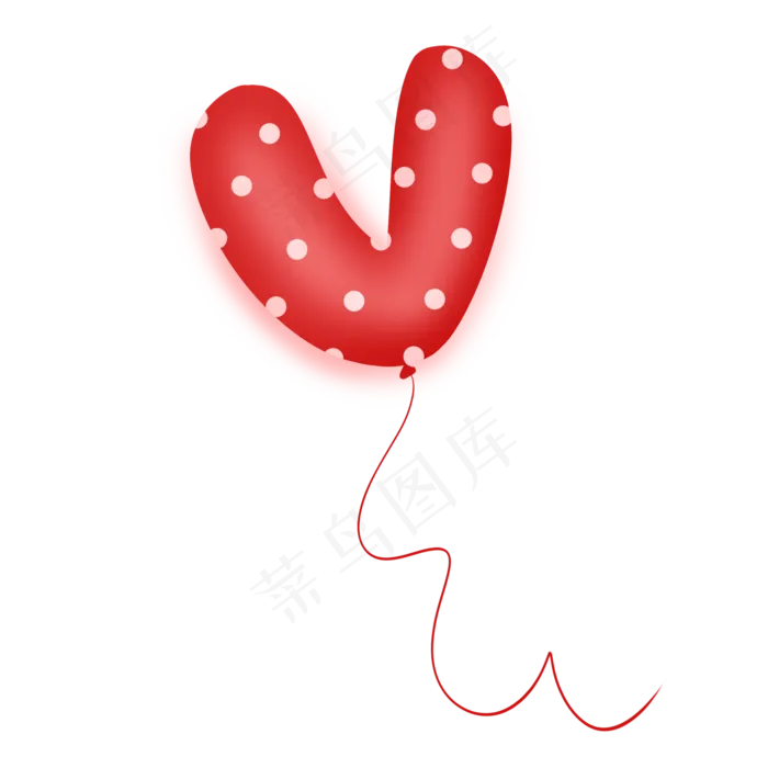 大红色波点字母V情人节气球(2000X2000(DPI:300))psd模版下载