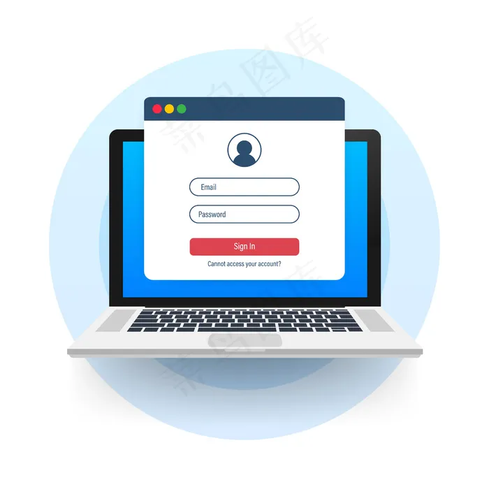 登录帐户、用户授权、登录验证页面的概念。笔记本电脑的登录和密码窗体页上的屏幕。股票插图。eps,ai矢量模版下载