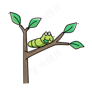 手绘卡通可爱的蚕宝宝