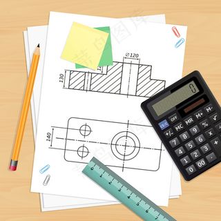 带工具和技术图纸的工程师工作场所