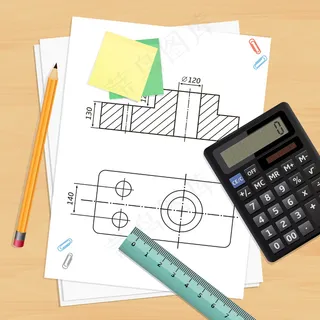 带工具和技术图纸的工程师工作场所