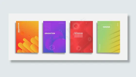 现代抽象背景。简单的动态形状设计。最小的紫色霓虹色抽象渐变横幅banner模板。红黄绿蓝橙背景盖