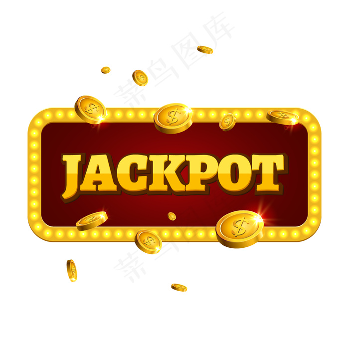 Jackpot赌场标签背景标志。赌场头奖硬币赢钱者文本闪烁符号孤立于白色eps,ai矢量模版下载