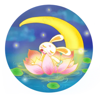 中秋节花灯手绘花灯中的兔子可爱