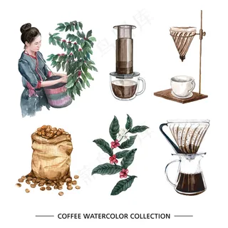 创意独立水彩咖啡滴