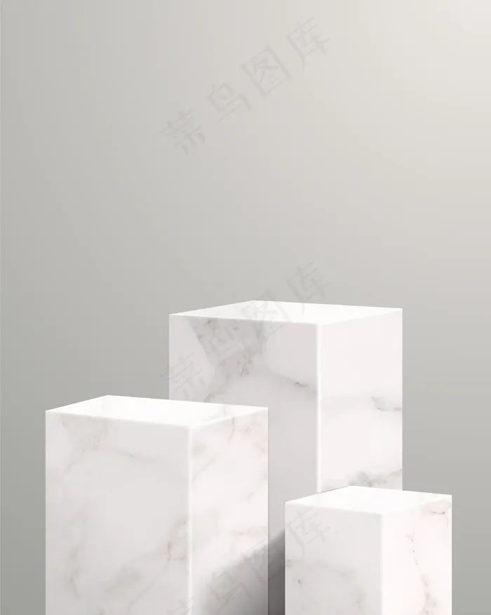 具有几何形式的最小场景。白色背景的圆柱形和立方体大理石讲台。现场展示化妆品，陈列柜，店面，陈列柜和舞台。3d插图。eps,ai矢量模版下载