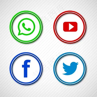 抽象闪亮的社交媒体图标集设计