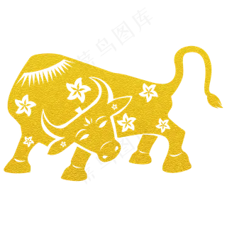 牛年烫金剪纸装饰素材