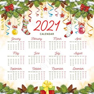 水彩2021年历新年