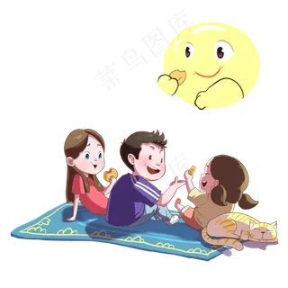 中秋节家人团结赏月素材