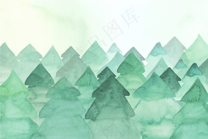 冷杉水彩画eps,ai矢量模版下载