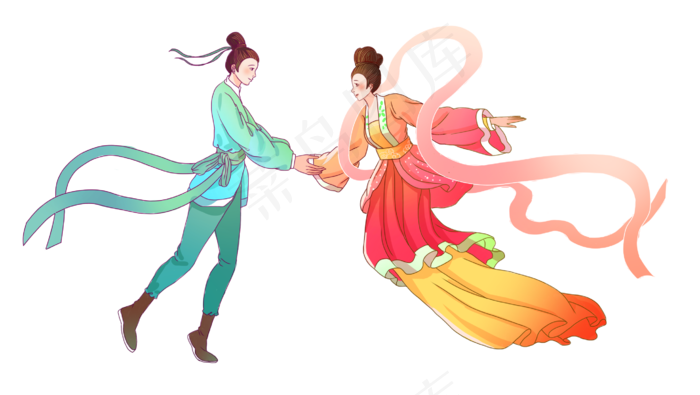 七夕节牛郎织女相会(2717X1535(DPI:300))psd模版下载
