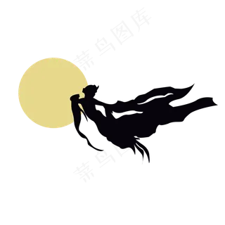 中秋节嫦娥奔月简约剪影古风